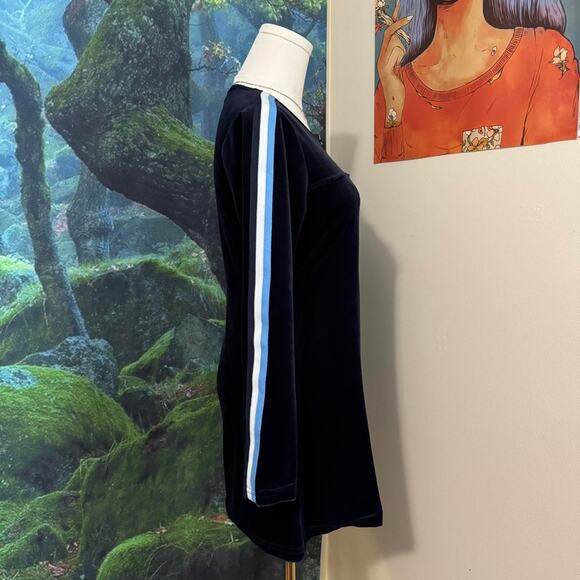 vintage 579 y2k navy velour mini dress sporty stripe zip front - Picture 5 of 7